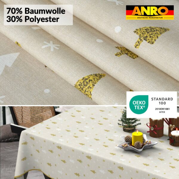 Weihnachtstischdecke Stofftischdecke Tischwäsche abwaschbar Tischtuch Baumwolle Polyester Weihnachtsbaum – 90x130cm, Schnittkante