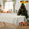 Weihnachtstischdecke Stofftischdecke Tischwäsche abwaschbar Tischtuch Baumwolle Polyester Weihnachtsbaum – 90x130cm, Schnittkante