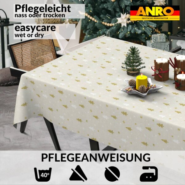 Weihnachtstischdecke Stofftischdecke Tischwäsche abwaschbar Tischtuch Baumwolle Polyester Weihnachtsbaum – 90x130cm, Schnittkante