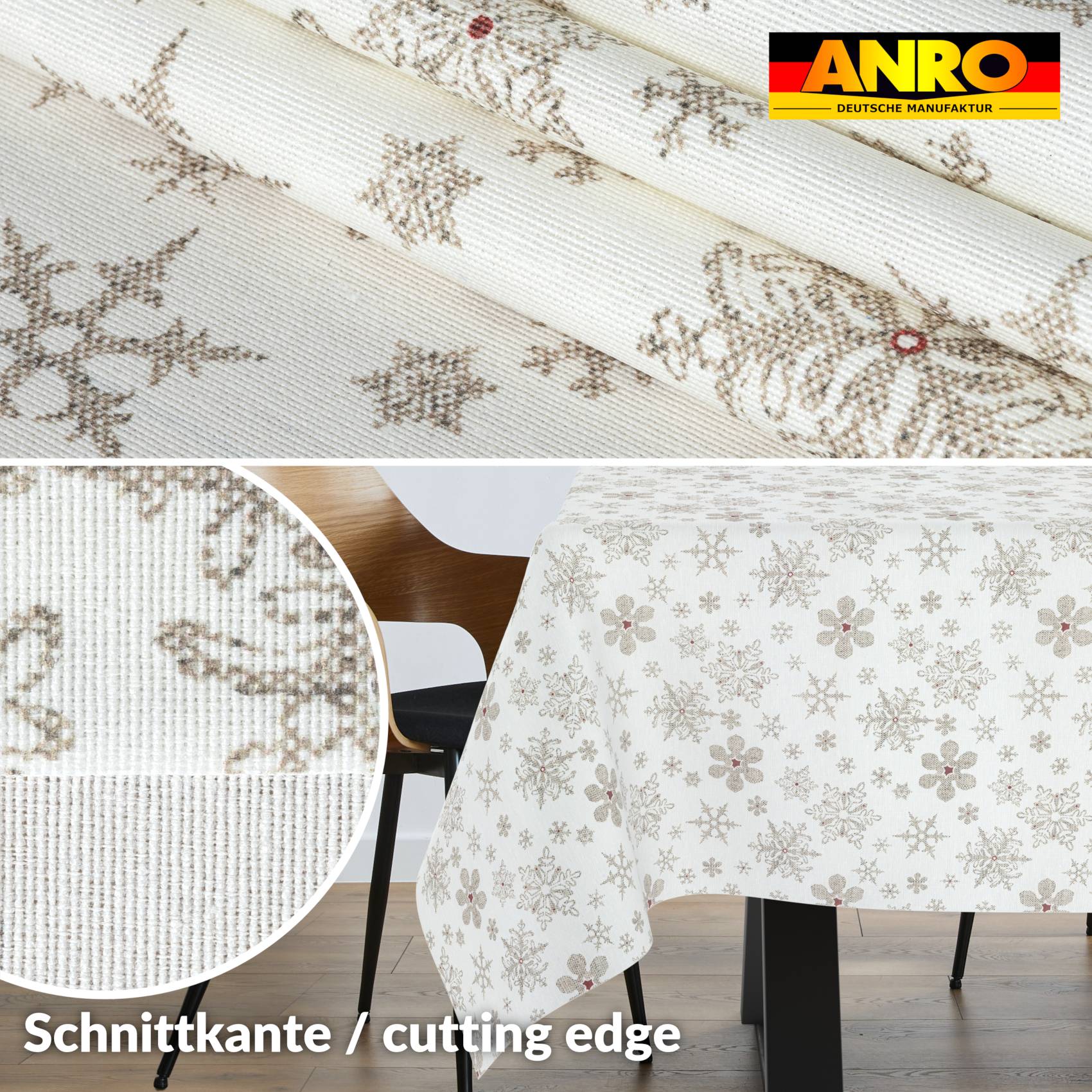 Weihnachtstischdecke Stofftischdecke Tischwäsche abwaschbar Tischtuch Baumwolle Polyester Weihnachten Schneeflocken