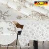 Weihnachtstischdecke Stofftischdecke Tischwäsche abwaschbar Tischtuch Baumwolle Polyester Weihnachten Schneeflocken – 90x130cm, Schnittkante