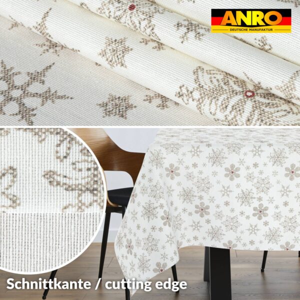 Weihnachtstischdecke Stofftischdecke Tischwäsche abwaschbar Tischtuch Baumwolle Polyester Weihnachten Schneeflocken – 90x130cm, Schnittkante