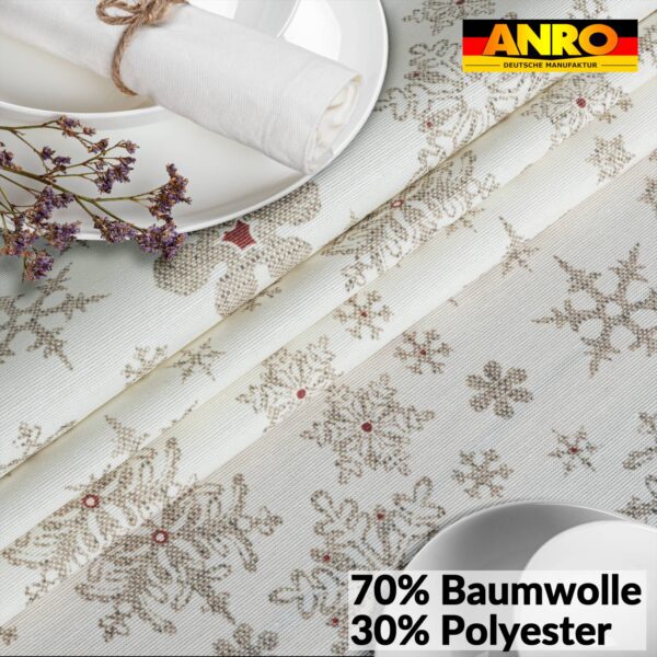 Weihnachtstischdecke Stofftischdecke Tischwäsche abwaschbar Tischtuch Baumwolle Polyester Weihnachten Schneeflocken – 90x130cm, Schnittkante