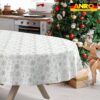 GTGANNA-32_OV_33 Weihnachtstischdecke Stofftischdecke Tischwäsche abwaschbar Tischtuch Baumwolle Polyester Weihnachten Schneeflocken – Oval 180x140cm, Schnittkante