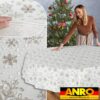 GTGANNA-32_OV_50 Weihnachtstischdecke Stofftischdecke Tischwäsche abwaschbar Tischtuch Baumwolle Polyester Weihnachten Schneeflocken – Oval 280x140cm, Schnittkante