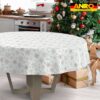 GTGANNA-32_RU_33 Weihnachtstischdecke Stofftischdecke Tischwäsche abwaschbar Tischtuch Baumwolle Polyester Weihnachten Schneeflocken – Rund 120cm, Schnittkante
