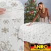 GTGANNA-32_RU_50 Weihnachtstischdecke Stofftischdecke Tischwäsche abwaschbar Tischtuch Baumwolle Polyester Weihnachten Schneeflocken – Rund 120cm, Schnittkante