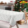 GTGANNA-32_SQ_33B Weihnachtstischdecke Stofftischdecke Tischwäsche abwaschbar Tischtuch Baumwolle Polyester Weihnachten Schneeflocken – 180x120cm, mit Saum (Eingefasst)