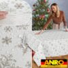 GTGANNA-32_SQ_50 Weihnachtstischdecke Stofftischdecke Tischwäsche abwaschbar Tischtuch Baumwolle Polyester Weihnachten Schneeflocken – 260x140cm, Schnittkante