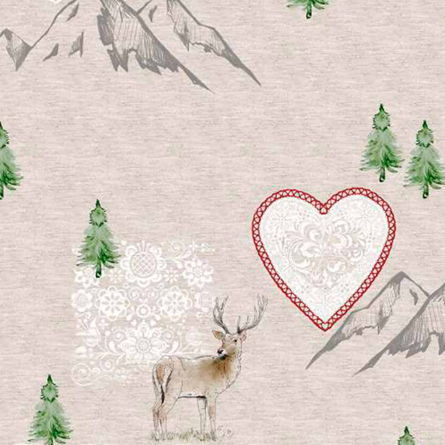 GTGANNA-34_20 Weihnachtstischdecke Stofftischdecke Tischwäsche abwaschbar Tischtuch Baumwolle Polyester Weihnachten Berge – 180x100cm, Schnittkante