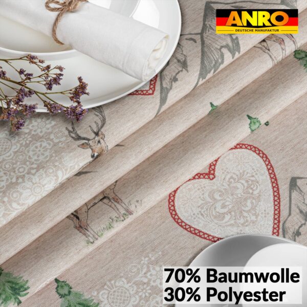 Weihnachtstischdecke Stofftischdecke Tischwäsche abwaschbar Tischtuch Baumwolle Polyester Weihnachten Berge – 90x130cm, Schnittkante