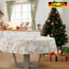 GTGANNA-34_RU_31 Weihnachtstischdecke Stofftischdecke Tischwäsche abwaschbar Tischtuch Baumwolle Polyester Weihnachten Berge – Rund 120cm, Schnittkante