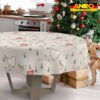 GTGANNA-34_RU_33 Weihnachtstischdecke Stofftischdecke Tischwäsche abwaschbar Tischtuch Baumwolle Polyester Weihnachten Berge – Rund 120cm, Schnittkante