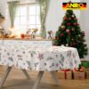 GTGANNA-35_OV_31 Weihnachtstischdecke Stofftischdecke Tischwäsche abwaschbar Tischtuch Baumwolle Polyester Weihnachten Stern – Oval 220x140cm, Schnittkante