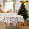 GTGANNA-35_RU_31 Weihnachtstischdecke Stofftischdecke Tischwäsche abwaschbar Tischtuch Baumwolle Polyester Weihnachten Stern – Rund 100cm, Schnittkante