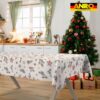 GTGANNA-35_SQ_31 Weihnachtstischdecke Stofftischdecke Tischwäsche abwaschbar Tischtuch Baumwolle Polyester Weihnachten Stern – 220x140cm, Schnittkante