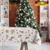 GTGANNA-35_SQ_31 Weihnachtstischdecke Stofftischdecke Tischwäsche abwaschbar Tischtuch Baumwolle Polyester Weihnachten Stern – 500x140cm (5m), Schnittkante