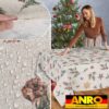 GTGANNA-35_SQ_50 Weihnachtstischdecke Stofftischdecke Tischwäsche abwaschbar Tischtuch Baumwolle Polyester Weihnachten Stern – 500x140cm (5m), Schnittkante