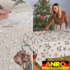 Weihnachtstischdecke Stofftischdecke Tischwäsche abwaschbar Tischtuch Baumwolle Polyester Weihnachten Stern – 240x140cm, mit Saum (Eingefasst)