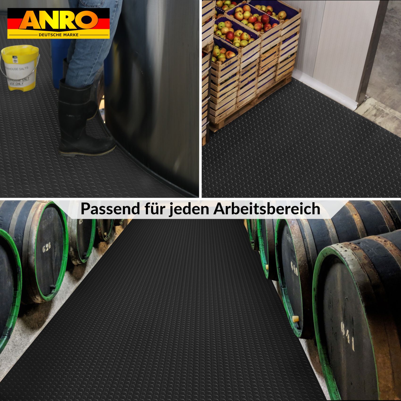 PVC Bodenbelag Noppenbelag Vinylboden Noppen Industriebodenbelag 1mm Meterware 140cm Schwarz – 100x140cm