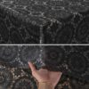Abwaschbare Tischdecke Lace Vinyl Häkelspitze Optik Spitzentischdecken Mandala Schwarz
