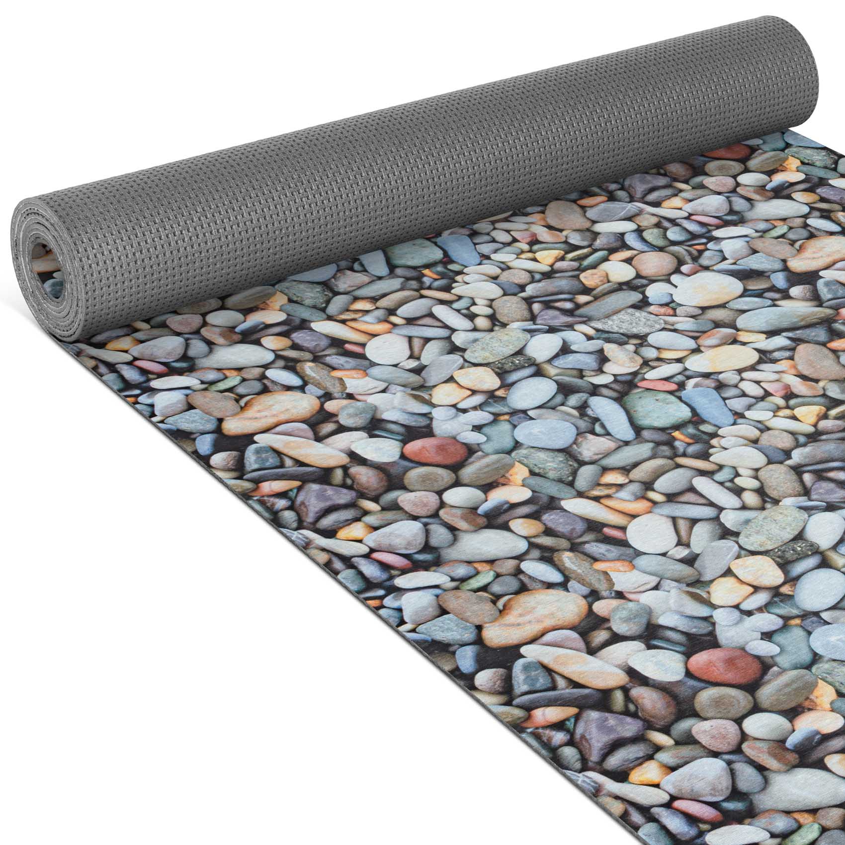 Teppichläufer Küchenläufer rutschfest abwischbar Teppich Steine Kieselstrand Mehrfarbig 65cm Breit 100x65cm