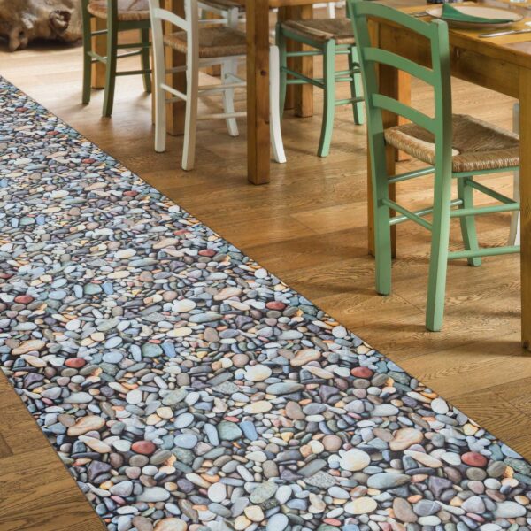 Teppichläufer Küchenläufer rutschfest abwischbar Teppich Steine Kieselstrand Mehrfarbig 65cm Breit – 100x65cm