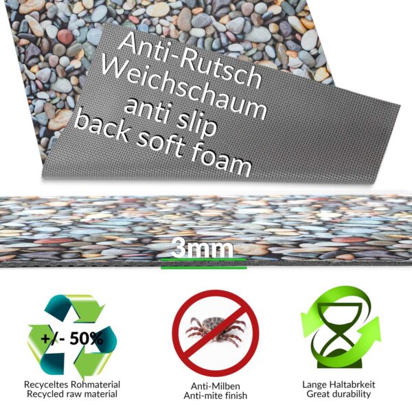 Teppichläufer Küchenläufer rutschfest abwischbar Teppich Steine Kieselstrand Mehrfarbig 65cm Breit – 100x65cm