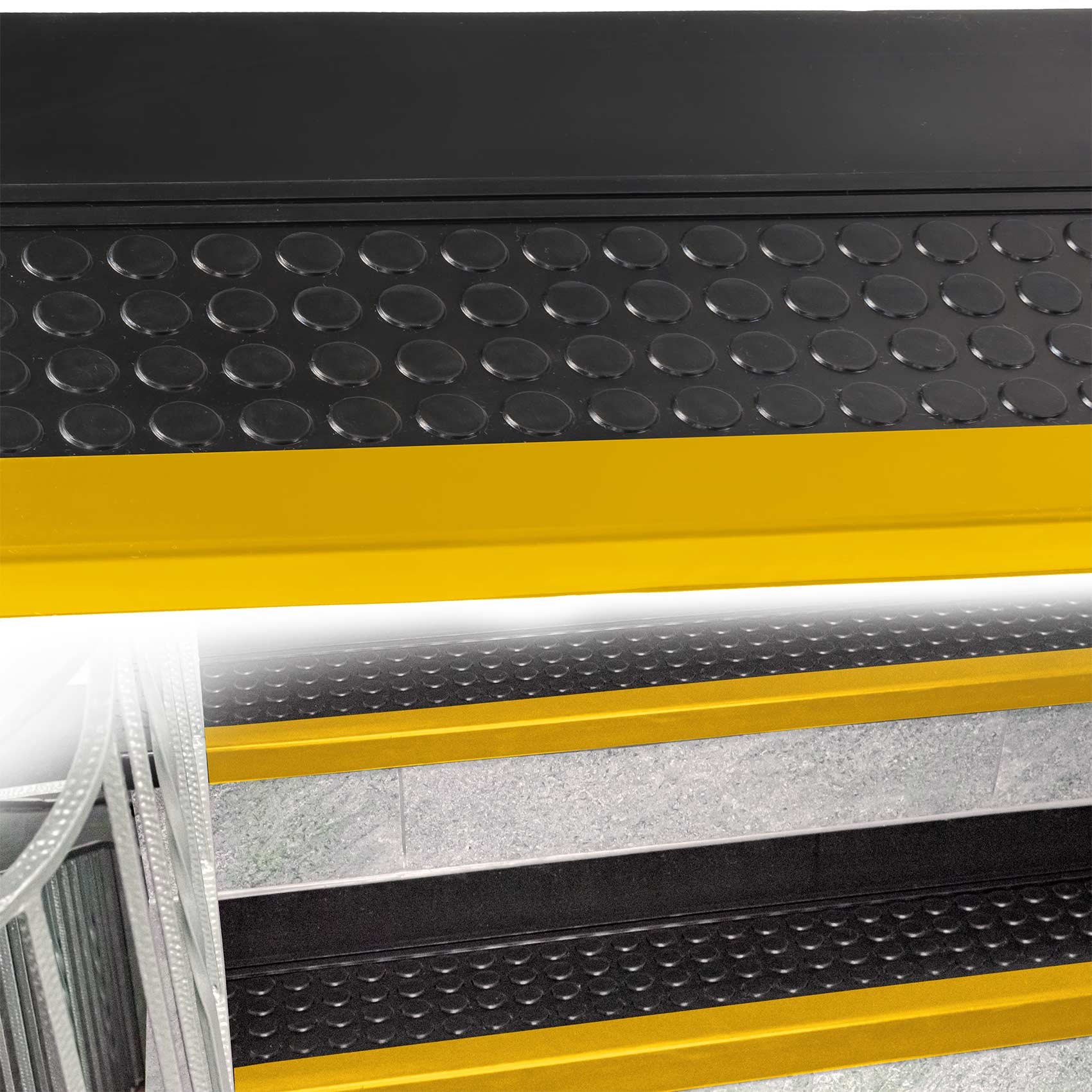 Gummi Stufenmatte Noppen Schwarz Winkelkante Gelb Gummimatte Treppenstufen – 60x30x4cm