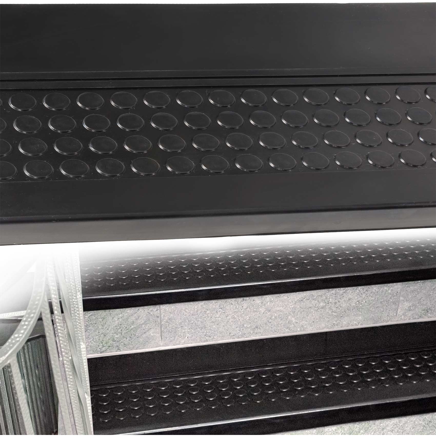 Gummi Stufenmatte mit Kantenschutz Noppen Schwarz Gummimatte Treppen außen – 60x30x4cm