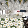 Wachstischdecke Wachstuch Tischdecke Wachstuch Meterware Tischdecke abwaschbar Gartentischdecke Kamillen – 90x130cm, Schnittkante