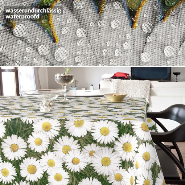 Wachstischdecke Wachstuch Tischdecke Wachstuch Meterware Tischdecke abwaschbar Gartentischdecke Kamillen – 90x130cm, Schnittkante