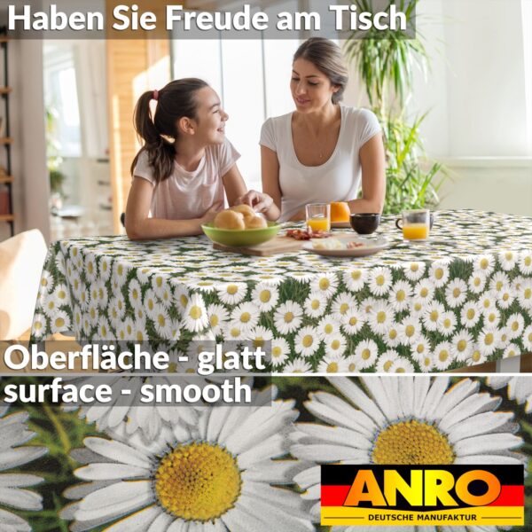 Wachstischdecke Wachstuch Tischdecke Wachstuch Meterware Tischdecke abwaschbar Gartentischdecke Kamillen – 90x130cm, Schnittkante