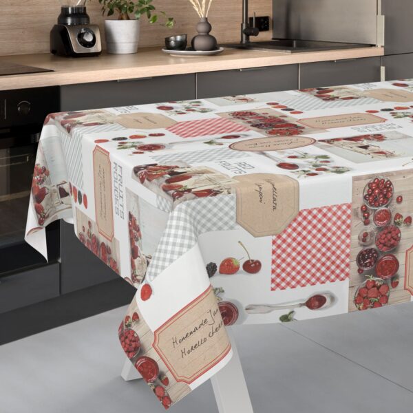 Wachstischdecke Wachstuch Tischdecke Wachstuch Meterware Tischdecke abwaschbar Gartentischdecke Erdbeeren – 90x130cm, Schnittkante