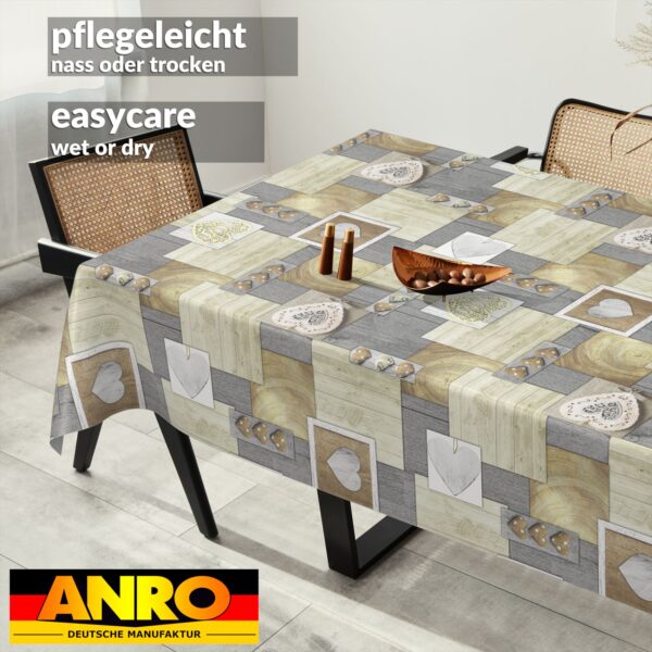 Wachstischdecke Wachstuch Tischdecke Wachstuch Meterware Tischdecke abwaschbar Gartentischdecke Holz Herz – 90x130cm, Schnittkante
