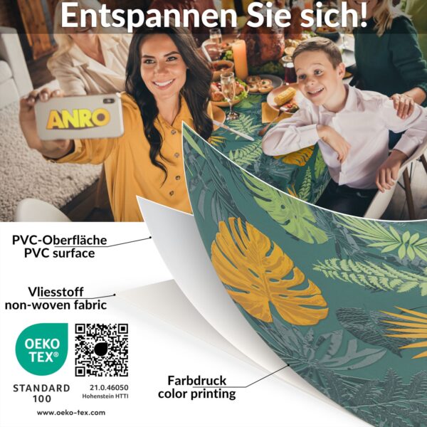 Wachstischdecke Wachstuch Tischdecke Wachstuch Meterware Tischdecke abwaschbar Gartentischdecke Jungle – 90x130cm, Schnittkante