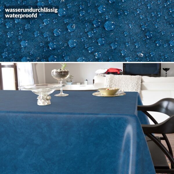 Wachstischdecke Wachstuch Tischdecke Wachstuch Meterware Tischdecke abwaschbar Gartentischdecke Marmor Blau – 90x130cm, Schnittkante