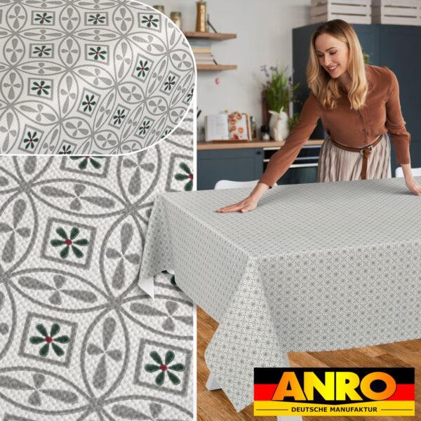 Wachstischdecke Wachstuch Tischdecke Wachstuch Meterware Tischdecke abwaschbar Gartentischdecke Italia Grau – 100x140cm, Schnittkante