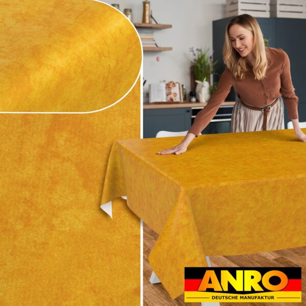Wachstischdecke Wachstuch Tischdecke Wachstuch Meterware Tischdecke abwaschbar Gartentischdecke Marmor Orange – 90x130cm, Schnittkante