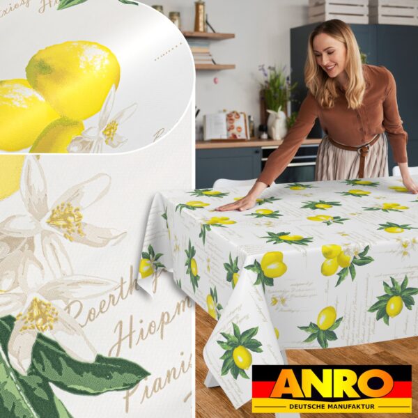 Wachstischdecke Wachstuch Tischdecke Wachstuch Meterware Tischdecke abwaschbar Gartentischdecke Zitronen – 100x140cm, Schnittkante