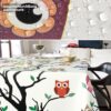 Wachstischdecke Wachstuch Tischdecke Wachstuch Meterware Tischdecke abwaschbar Gartentischdecke Eulen – 90x130cm, Schnittkante