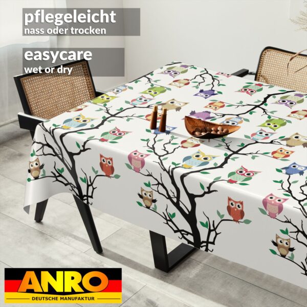 Wachstischdecke Wachstuch Tischdecke Wachstuch Meterware Tischdecke abwaschbar Gartentischdecke Eulen – 90x130cm, Schnittkante
