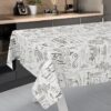 Wachstischdecke Wachstuch Tischdecke Wachstuch Meterware Tischdecke abwaschbar Gartentischdecke Barista Weiß – 90x130cm, Schnittkante