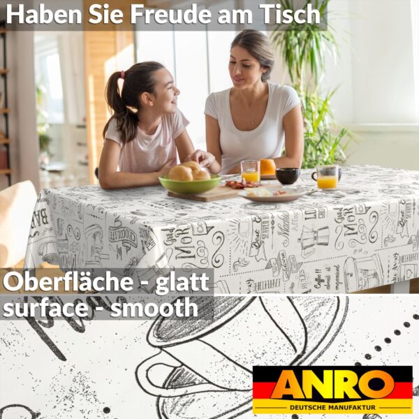 Wachstischdecke Wachstuch Tischdecke Wachstuch Meterware Tischdecke abwaschbar Gartentischdecke Barista Weiß – 90x130cm, Schnittkante