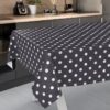 Wachstischdecke Wachstuch Tischdecke Wachstuch Meterware Tischdecke abwaschbar Gartentischdecke Punkte Dunkelgrau – 100x140cm, Schnittkante