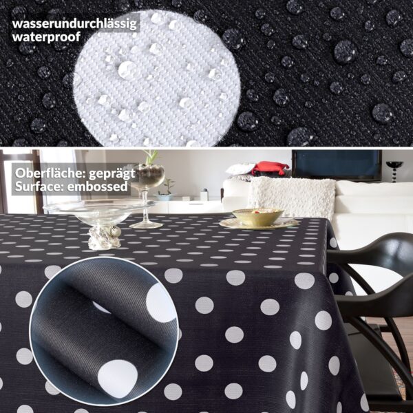 Wachstischdecke Wachstuch Tischdecke Wachstuch Meterware Tischdecke abwaschbar Gartentischdecke Punkte Dunkelgrau – 90x130cm, Schnittkante