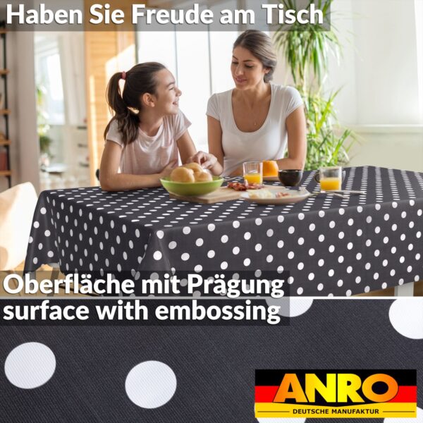 Wachstischdecke Wachstuch Tischdecke Wachstuch Meterware Tischdecke abwaschbar Gartentischdecke Punkte Dunkelgrau – 90x130cm, Schnittkante