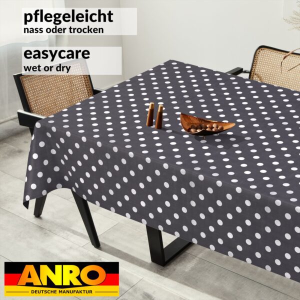 Wachstischdecke Wachstuch Tischdecke Wachstuch Meterware Tischdecke abwaschbar Gartentischdecke Punkte Dunkelgrau – 90x130cm, Schnittkante