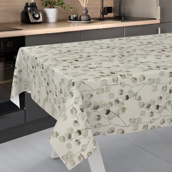 Wachstischdecke Wachstuch Tischdecke Wachstuch Meterware Tischdecke abwaschbar Gartentischdecke Eukalyptus Floral – 90x130cm, Schnittkante