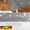 Weihnachtstischdecke Wachstuch Tischdecke Weihnachten abwaschbar Stern Motiv Grau – 90x130cm, Schnittkante